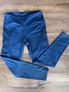 Zella Navy High-Waist Ruched Side Leggings